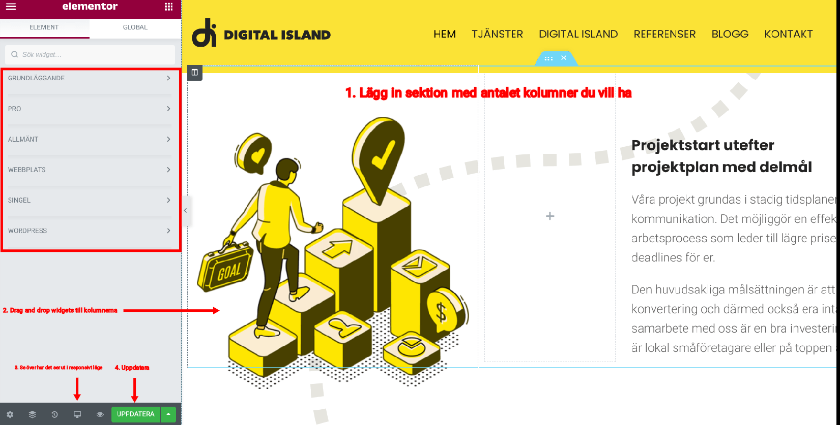 Tutorial för att designa sidor i elementor