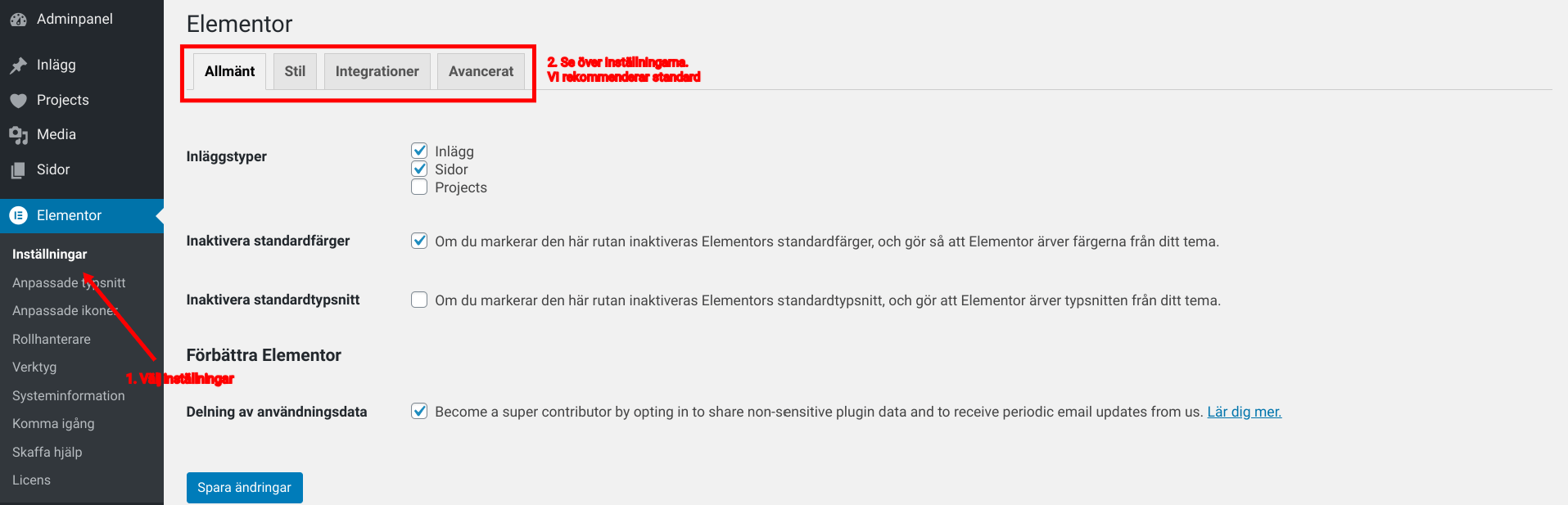Elementor tutorial för nybörjare - Fullständig guide 36 Tutorial för inställningar i elementor