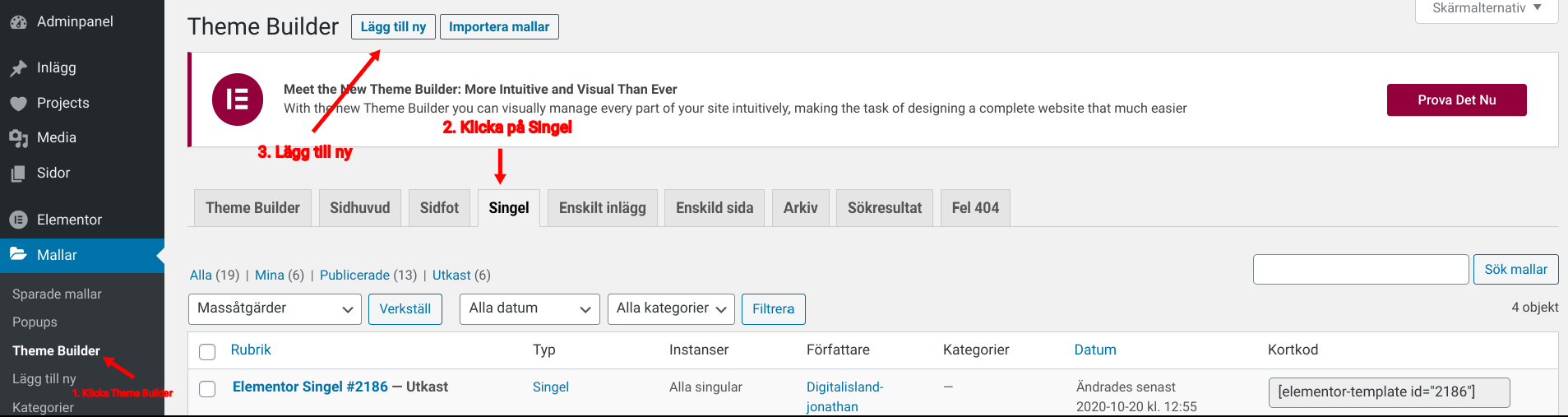 Tutorial för att skapa inlägg i elementor